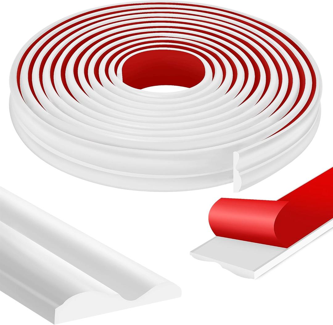 moonoom 20 Ft x 1.6''Wall Decoration Molding Trim,Self-Adhesive 3D Chair Rail Panel Molding, Flexible DIY Wall Trim for Walls Mirror Window Frame and Home Decoration (White)