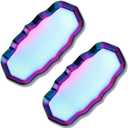 2 Pack 9 Inch Rainbow Stainless Steel Tray, Irregular Lacy Edge Kitchen Trays Counter Decorative Platter with Curved Lip, Chromatic Vanity Jewelry Serving Tray for Desktop, Bathroom, Exxacttorch