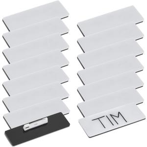 Juvale 15-Pack Blank Name Tag Pin Badges, White Blank Name Tags for Employee ID Badges, Custom Personnel Labels for Retail Stores, Restaurants, and Offices (3x1in) Juvale 15-Pack Blank Name Tag Pin Badges, White Blank Name Tags for Employee ID Badges, Custom Personnel Labels for Retail Stores, Restaurants, and Offices (3x1in)