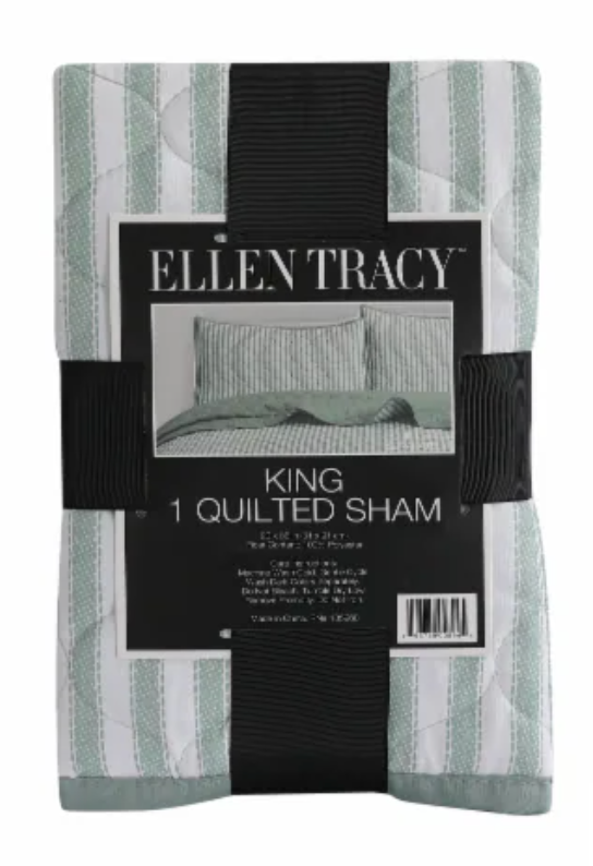 Ellen Tracy™ Stripe Single King Quilted Sham - Green