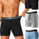 FINETOO Mens Underwear Boxer Briefs Soft Breathable Cotton Wide Waistband Men Underwear 3 PCS/3 Pack