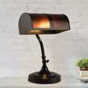 Banker's Lamp - Mission-Style LED Table or Desk Light with Amber Mica Shade and Bulb - Classic Vintage-Look Accent Decor by Lavish Home (Black)
