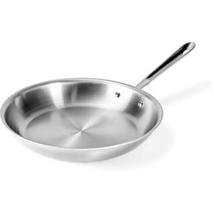 All-Clad D5 5-Ply Brushed Stainless Steel Fry Pan 12 Inch Induction Oven Broiler Safe 600F Pots and Pans, Cookware Silver