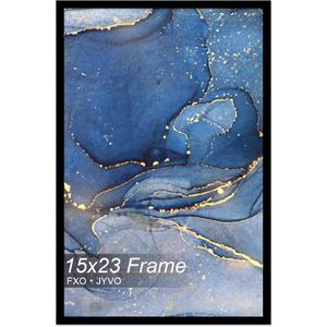 15x23 Picture Frame Black for Wall Mounting, Horizontal and Vertical Formats for Wall Hanging, Wood 15x23 Frame, Black, 1 Pack