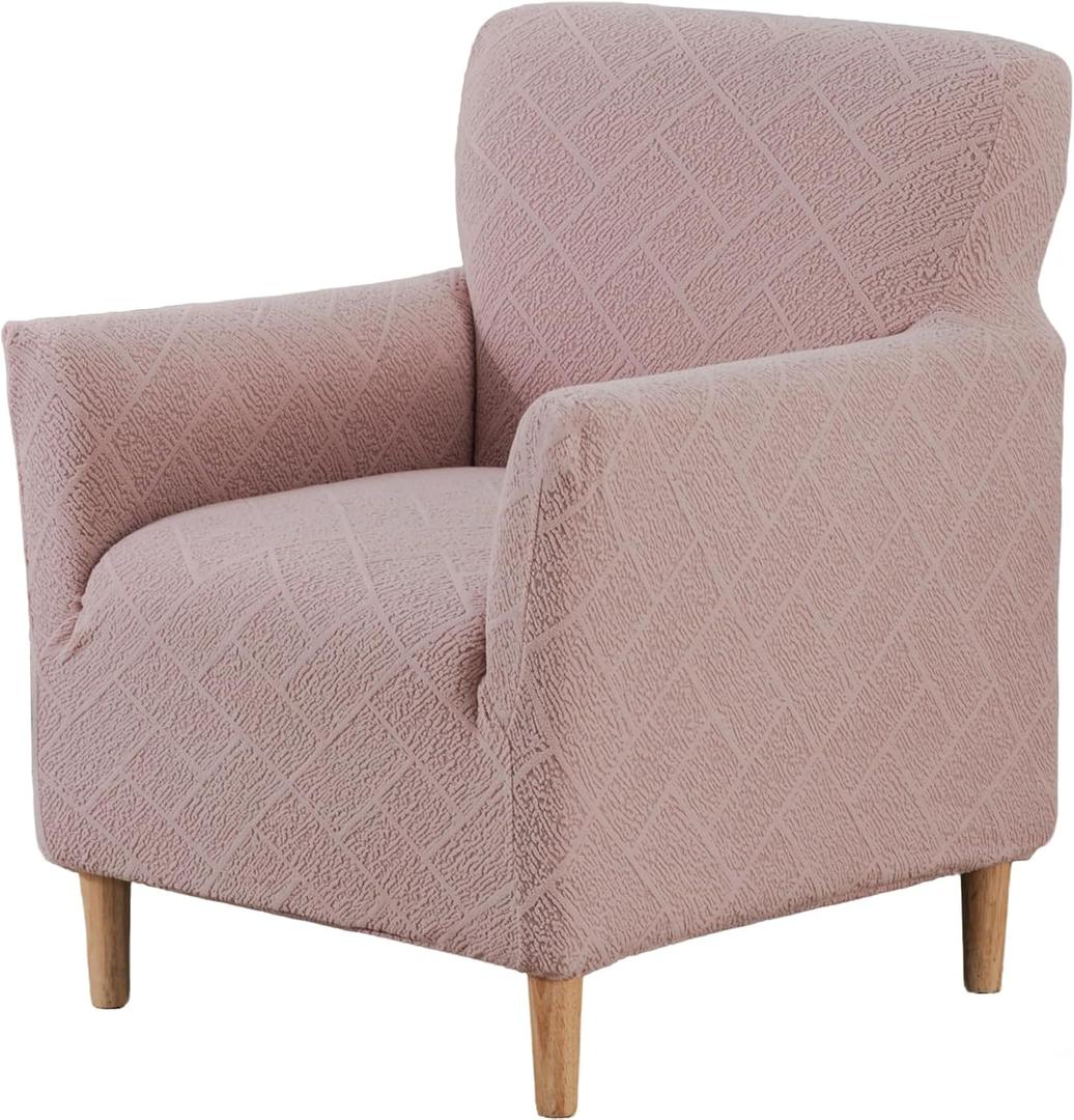 Armchair Covers 1 Piece Stretch Chair Covers with Arms Accent Banquet Chair Cover Jacquard Chair Slipcovers for Living Room Office Reception (Pink, 1PC)