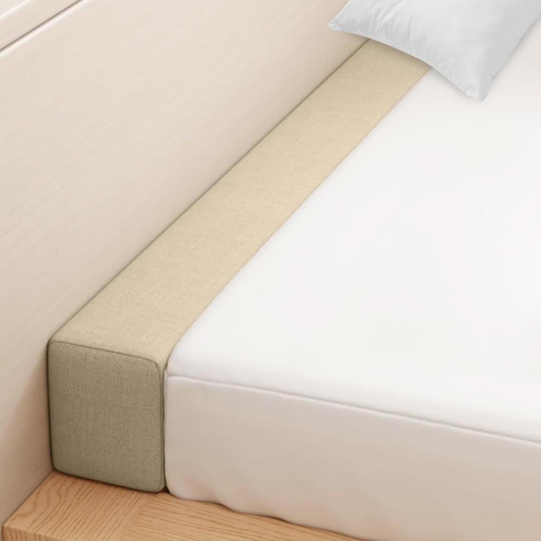 Bed Gap Filler,High-Density Bed Crack Filler with Removable Cover,Mattress Extender for Headboard Gap,Spacer Filler Between Mattress and Wall,Bed Wedge Gap Filler,Full Size,Beige,60"x2"x6"