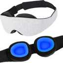 Dry Eye Sleep Mask  100% Blackout Sleep Goggles for Dry Eyes, Adjustable Hydrating Eye Mask for Sleeping, Soft Silicone Moisture Goggles for Men & Women, Great for Travel, Shift Work, Grayish-White