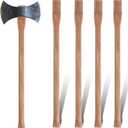 Lasnten 4 Pcs 36 Inches Double Bit Axe Handle Replacement Hickory Wood Axe Maul Handle, Complete Set with Wooden and Iron Wedges for Double Bit Hatchet