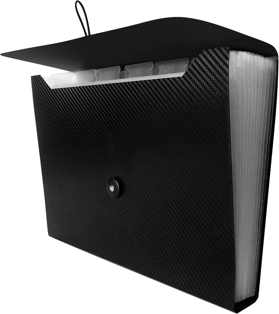 Expanding File Folder with Tabs, 13 Pockets File Organizer Accordion File Holder with Elastic Buckles Closure, A4 Paper Document Organizer for Home School Office