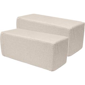 2 Pack Couch Arm Rest Pillow, 8''x8''x20'' Linen Cover, High Density Foam Armrest Cushion, Removable & Washable Elbow Support for Sofa, Bed, and Armchair (Beige)