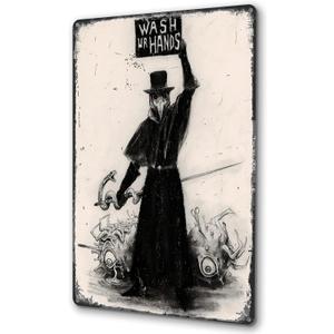 Doguiei Gothic Decor Plague Decor Wash Ur Hands Wall Decor Guest Wall Decor for Home Bathroom 8 * 12 Inch