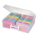 Novelinks Transparent 4" x 6" Photo Cases and Clear Craft Keeper with Handle, 16 Inner Photo Organizers & Photo Storage Box, Plastic Photo Storage Containers (Clear)