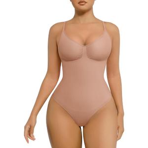 FeelinGirl Shapewear Bodysuit for Women Tummy Control Waist Bodysuit Thong Shapewear Body Shaper Going Out (Medium)