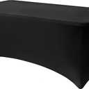 6FT Black Table Cloth - 1 Pack Fitted Stretch Rectangle Spandex Tablecloth, Washable Table Cover for Party, Picnic, Wedding, Banquet, Birthday and Festival(30" x 72")