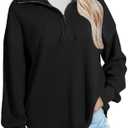 SHEWIN Womens Fall Sweatshirt Casual Waffle Knit Half Zip Pullover Loose Long Sleeve Tops, Size L