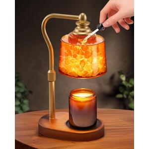 3-in-1 Candle Warmer Lamp with Timer Dimmable, Himalayan Salt Lamp & Passive Diffuser, Gifts for Women, House Warming Gifts New Home Decor, Wax Melt Warmer for Jar Candles (Gold)