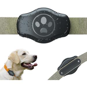 Dovick-Waterproof Airtag Dog Collar Holder Mount, Screw Case Fits All Width Air Tag Cat Pet Collar Leash Belt Black 1 Pack