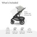 UPPAbaby Vista V3 Convertible Single-to-Double Stroller for Baby & Toddler, 30+ Configurations, Car Seat Compatible, All-Wheel Suspension, XL Basket – Savannah (Pearl Grey Jacquard/Carbon Frame)