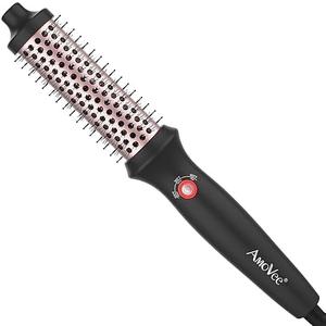 Heated Round Brush, Fast Heating Curling Iron for Blowout Look, 3 Temp Settings, 1.25 Inch Thermal Brush with Dual Voltage, Smooth and Voluminous Curls for Travel
