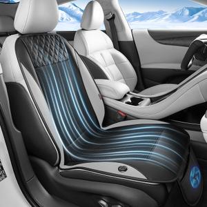 Coverado Cooling Car Seat Cover, Ventilated Seat Cushion with 3-Speed Adjustable Airflow, Gray Breathable Universal Seat Pad for Car SUV Truck Van