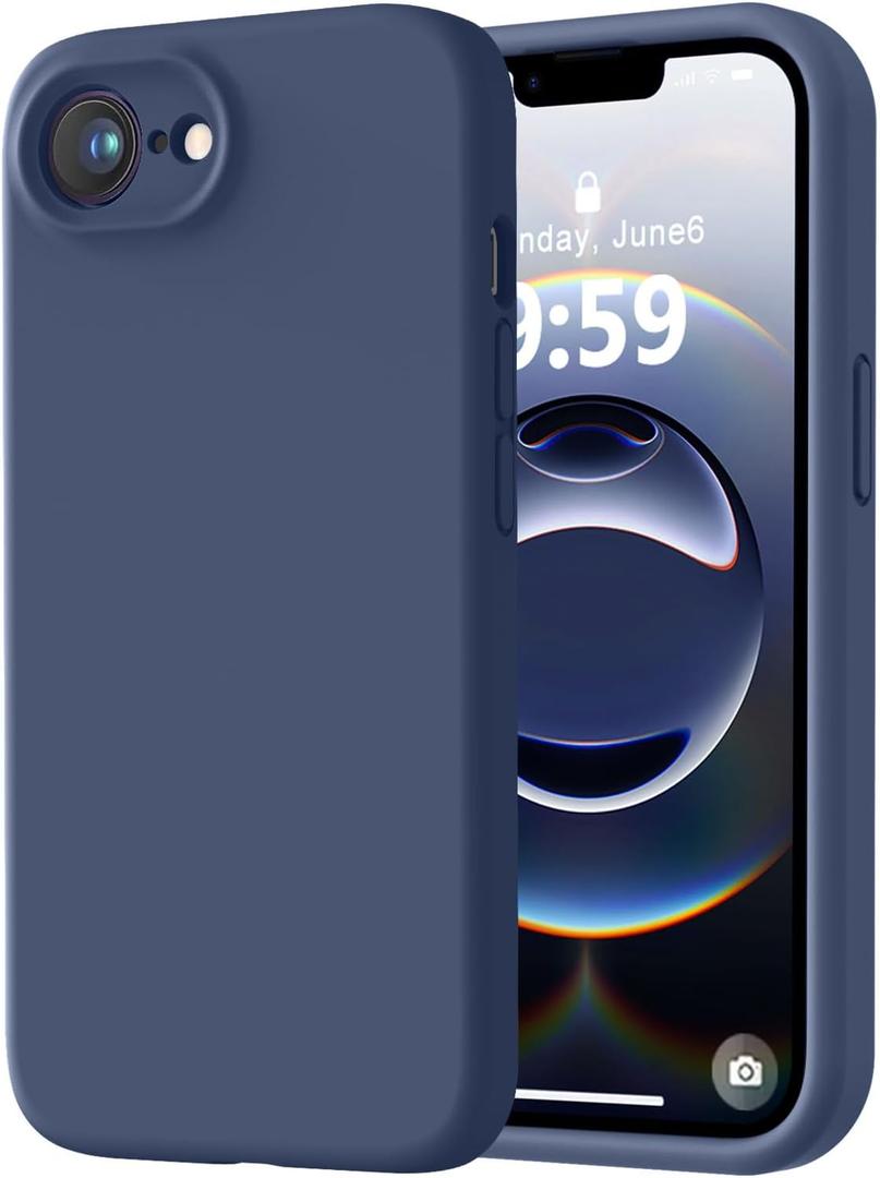 LOVE 3000 Designed for iPhone 16e/17e Case, Premium Silicone with [Soft Anti-Scratch Microfiber Lining] Shockproof Protective Phone Case for Men Women Girls 6.1", Navy Blue