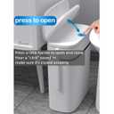 Bathroom Trash Can with Lid, 14 Liter/ 3.7 Gallon Bathroom Trash Can and Toilet Brush Set for Restroom, Bedroom, Living Room, Office, White Lid