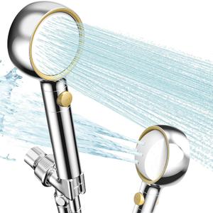 Latest High Pressure Filtered Shower Head With Handheld With 360 Rotating Panel,5 Spray Modes,Anti-Clog Nozzles,Hard Water Filter,59" Stainless Steel Hose&Adjustable Zinc Alloy Bracket,For Families (Polished Chrome)