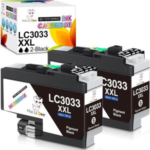 MS DEER LC3033 Black Ink Cartridges 2-Pack, Compatible Replacement for Brother LC3033XXL LC3033BK LC 3033 BK XXL 3035 LC3035XXL High Yield for MFC-J995DW MFC-J805DW MFC-J815DW MFC-J805DWXL Printer