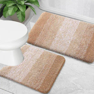 Microfiber Bathroom Rugs and Toilet Rugs U-Shaped, 29x22and 23x20 Beige, 2 Item Bundle