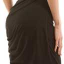 AmlieBoutik Women Sexy One Shoulder Sleeveless Bodycon Ruched Party Wedding Cocktail Dress (Black, L)
