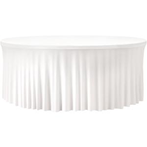 60 Inch White Round Tablecloth, Washable and Wrinkle-Free Circular Table Cover with Elastic Edge for 5FT Table, Reusable Table cloth for Wedding Banquet Party Birthday Buffet Family Reunion