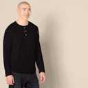 Amazon Essentials Men's Long-Sleeve Henley Shirt (Black, M)