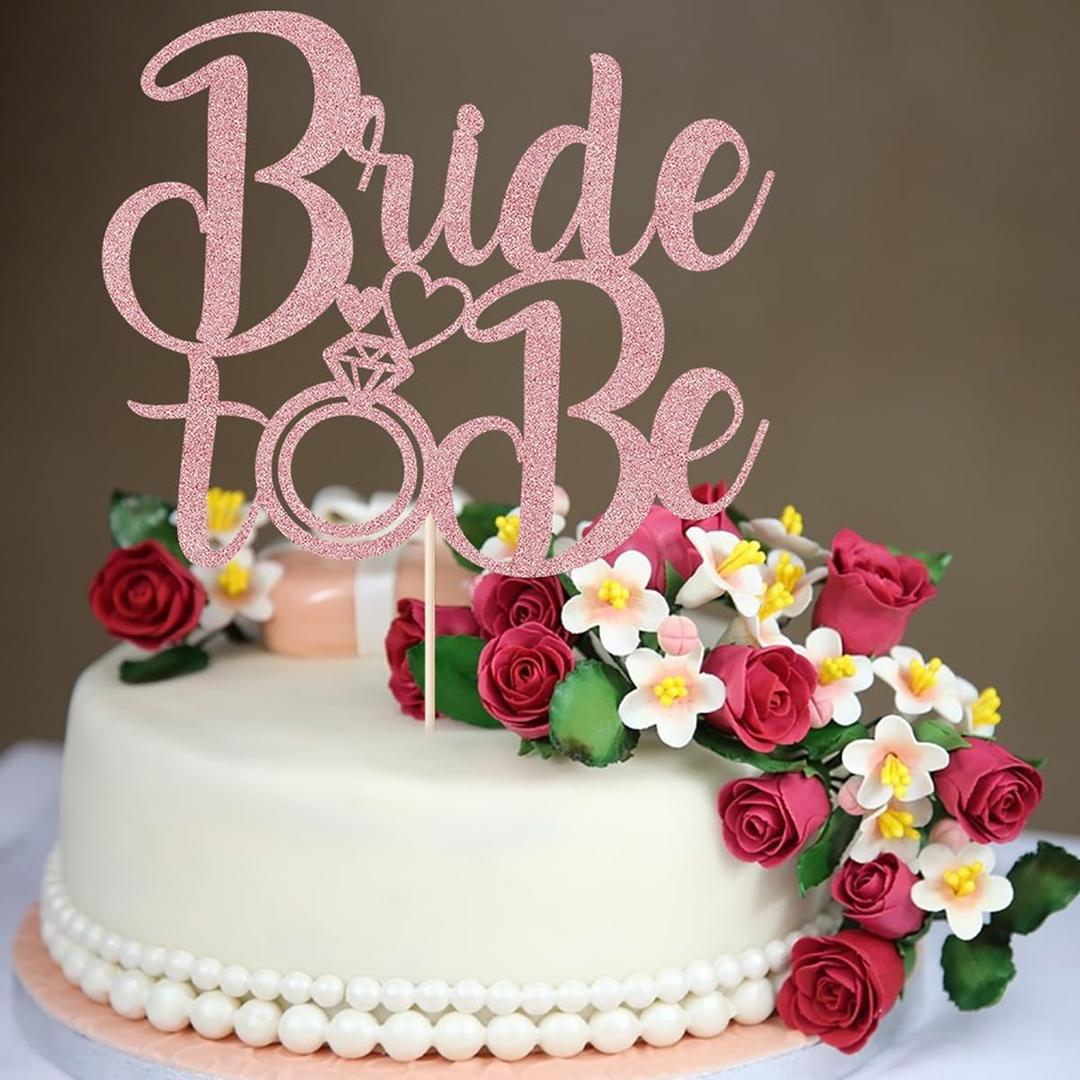 Bride to Be Cake Topper Bridal Shower Cake Topper, for Wedding Shower/ Engagement/ Bachelorette/ Hen Party Decorations/ Birthday Party Cake (Rose Gold)
