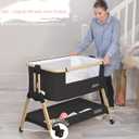3 In 1 Baby Bassinet with Wheels, Portable Bedside Sleeper for Baby with 7 Adjustable Heights and Foam Mattress, Baby Bedside Crib for Newborns and Infants with Storage Basket, Carry Bag Included