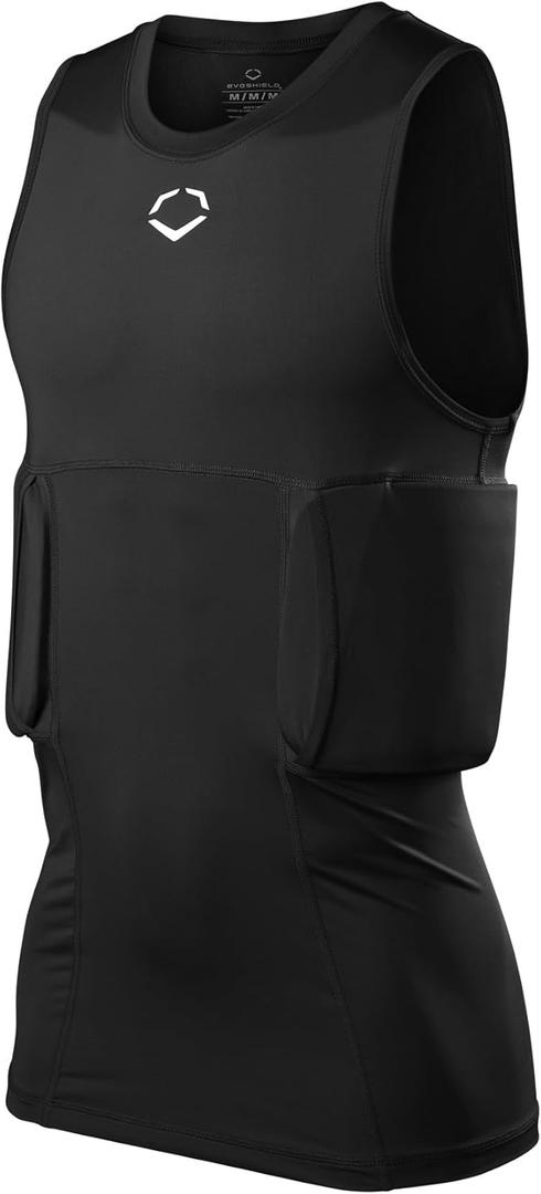 EvoShield Sleeveless Rib Shirt and Shields - Adult and Youth Sizes (Medium, Black)
