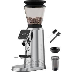 Tuni G2 Conical Burr Coffee Grinder, 70 Grind Settings Anti-static Burr Mill, Precision Electronic Timer and LED Touchscreen for Espresso/Drip/Cold Brew/French Press, Stainless Steel