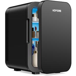 Small Mini Fridge, 18L Portable Tiny Fridge for Skincare, 120V/12V Makeup Refrigerator Mini, Thermoelectric Cooler & Warmer for Drinks, Food, Cosmetics for Office/Dorm/Car/Travel, Black