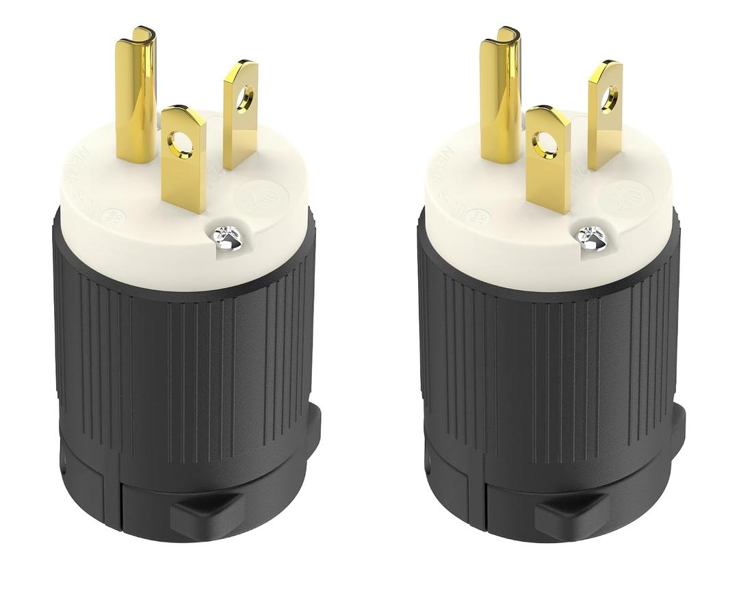 UL Listed NEMA 6-20P Electrical Male Plugs Extension Cord Ends Drop Cord Caps Replacement 220 240 250 Volt AC Connectors 20 Amp 3-Prong Straight Blade 2-Pole 3-Wire Commercial Grade 2-Pack