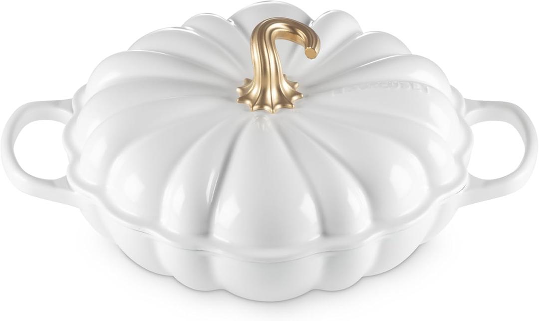 Le Creuset Enameled Cast Iron Figural Pumpkin Braiser, 2.75 qt., White