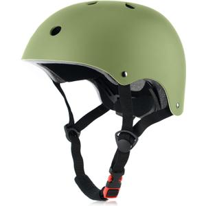 Kids Bike Helmet, Adjustable and Multi-Sport, from Toddler to Youth, 3 Sizes (Small: 18.9" - 21.3", Olive)