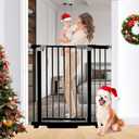 Rgqphantom 41" Tall Safety Pet Gate,Adjustable 29.92"-43.71" Wide,No Drilling Pressure Mount Kit,Auto Close Cat Gate Suitable for Stairs,Doorways (Black, 29.92"-43.71")