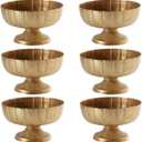 6 Pcs Distressed Gold Metal Compote Bowl Compote Vase Centerpieces for Table Pedestal Vase for Wedding Birthday Party Anniversary Indoor Outdoor Activity, 8" Diameter (Distressed Gold)