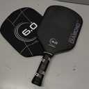Six Zero Double Black Diamond Control Pickleball Paddle | 16mm Light Weight Edition (7.7-7.9 oz) | Raw Carbon Surface & Thermoformed Handle