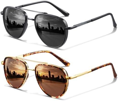KUGUAOK Polarized Aviator Sunglasses for Women Men UV Protection Running Outdoors Tangle Free Sun Glasses Vintage Shades