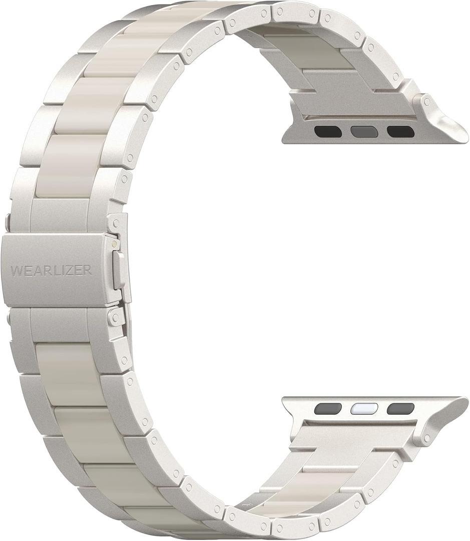 Wearlizer Starlight Resin Compatible with Apple Watch Bands 38/40/41/42mm Womens, Wristbands Gold Stainless Steel Replacement Classic Strap Bracelet iWatch Series 11 10 9 8 7 6 5 4 3 SE/Ultra 3 2 1