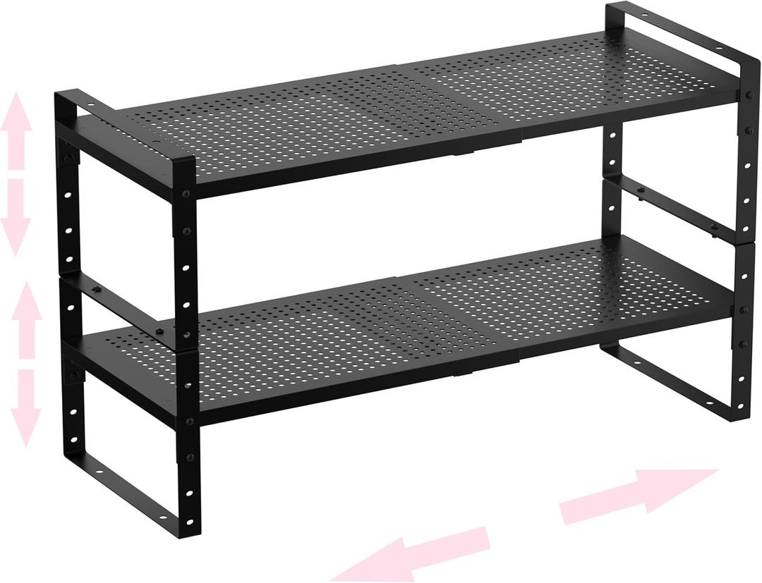 Multi-Functional Metal Shoe Rack, Space-Saving, Perfect for Entryway, Closet, Bathroom, etc. - Sturdy and Durable, High Weight Capacity(2PACKS/Black/Medium)