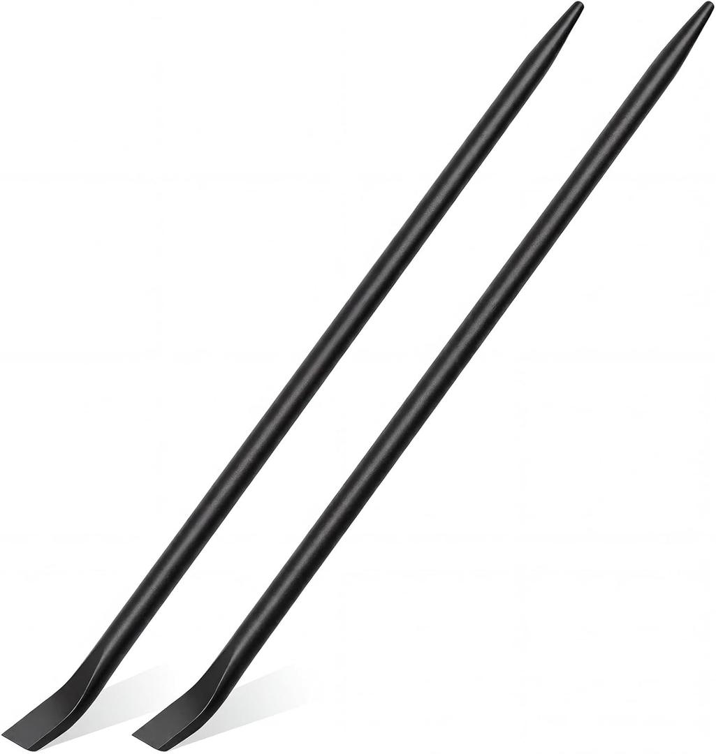 MorningRo 2 Pack 36 Inch Heavy Duty Alignment Pry Bar Crowbar Round Professional Steel Sleever Bar Black for Line-up & Spud Work Ironworkers Construction Industrial Use