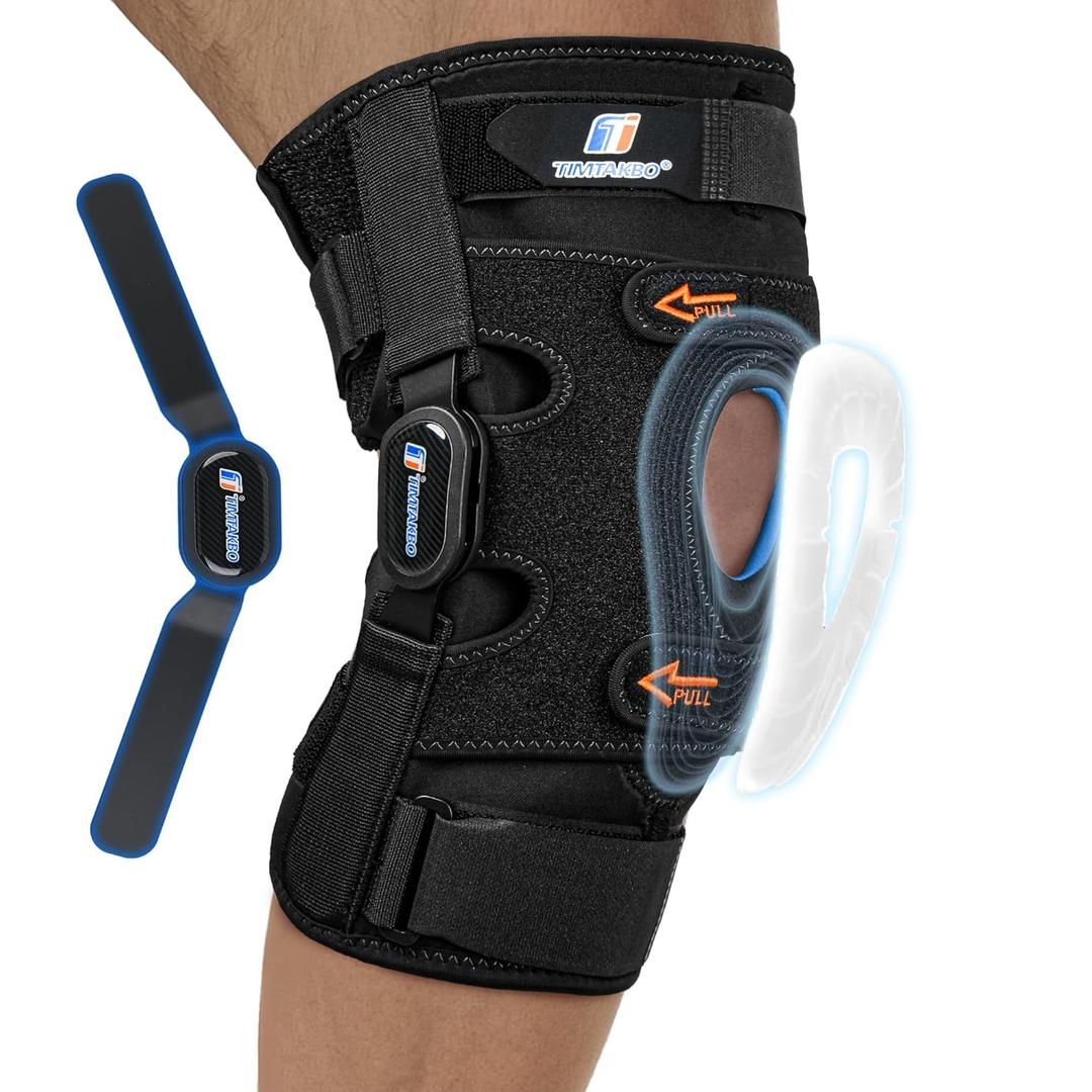 Hinged Knee Brace for Meniscus Tear, Knee Brace for Women and Men with Removable Side Stabilizers and Patella Gel Pad, Knee Support for Knee Pain , ACL, MCL, PCL, Arthritis, Injury or Surgery Recovery, L