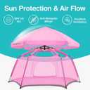 Alvantor Pop Up Playpen- 7'x7'x44Baby Playpen Large Kids Play Tent Portable and Foldable Playpen Indoor/Outdoor Play Yard with Protective Mesh, UV SPF 50+ Sunshade, and Soft Foam Floor, Pink