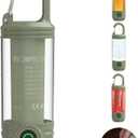 Rechargeable LED Mini Camping Flashlight, Portable Outdoor Light with Hook, White Warm Light and Red Light, 6 Modes, with Signal Flash.